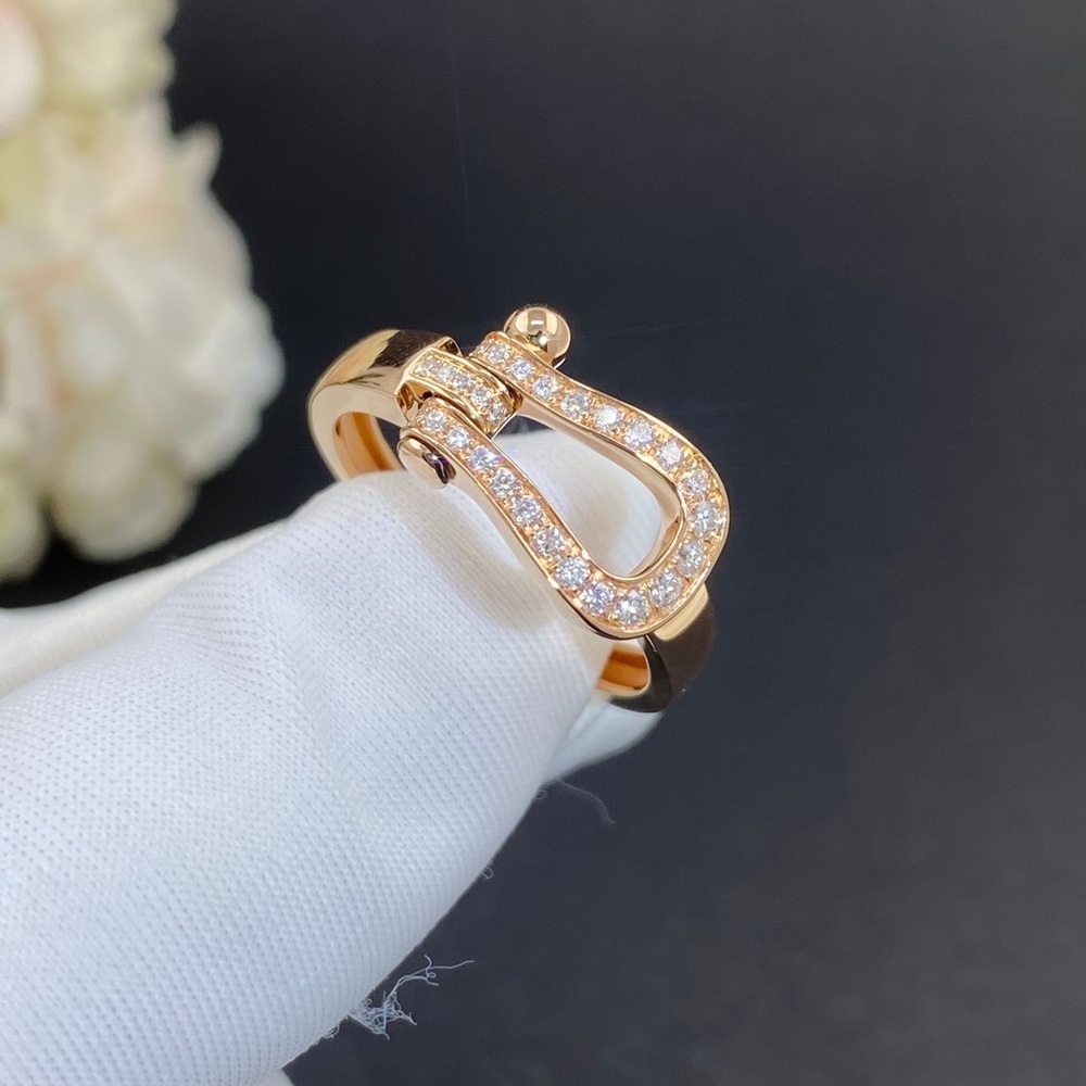 SOLID 18K Pink Gold Ring w/ White Diamonds